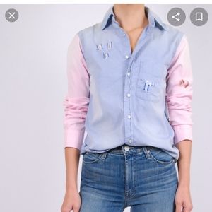 NSF pink and blue button down